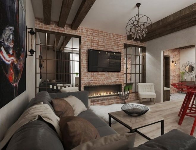 Loft-Style Living Room Design Ideas and 50+ Photos of the best interiors