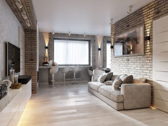Loft-Style Living Room Design Ideas and 50+ Photos of the best interiors