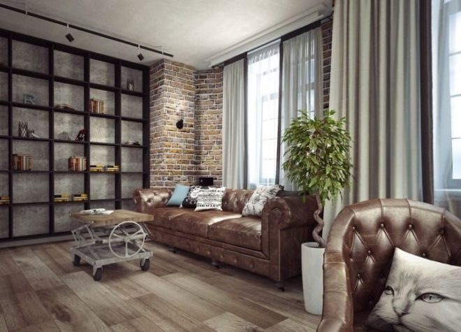 Loft-Style Living Room Design Ideas and 50+ Photos of the best interiors