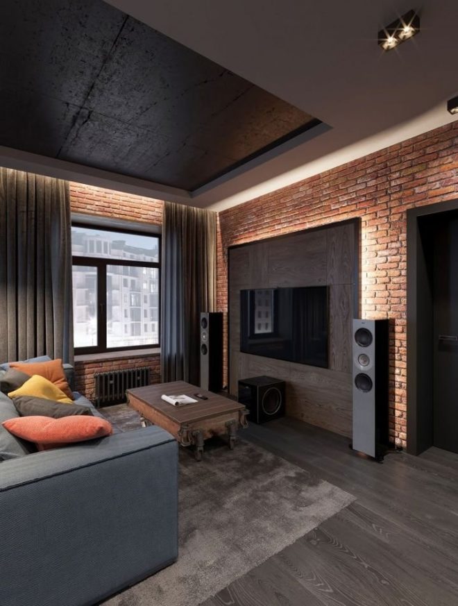 Loft-Style Living Room Design Ideas and 50+ Photos of the best interiors