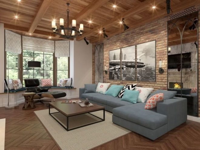 Loft-Style Living Room Design Ideas and 50+ Photos of the best interiors